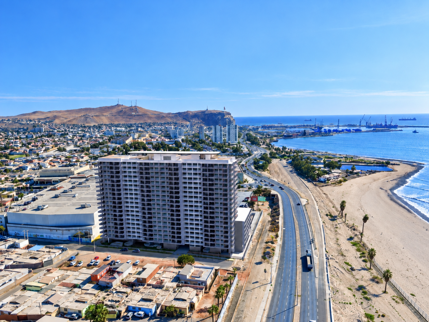 Vive frente al mar en Arica y despierta cada día con la brisa y los atardeceres que solo la costa puede ofrecer.